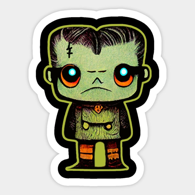 Frankenstein Kid Drawing Sticker by Edongski303 Teepublic Merch